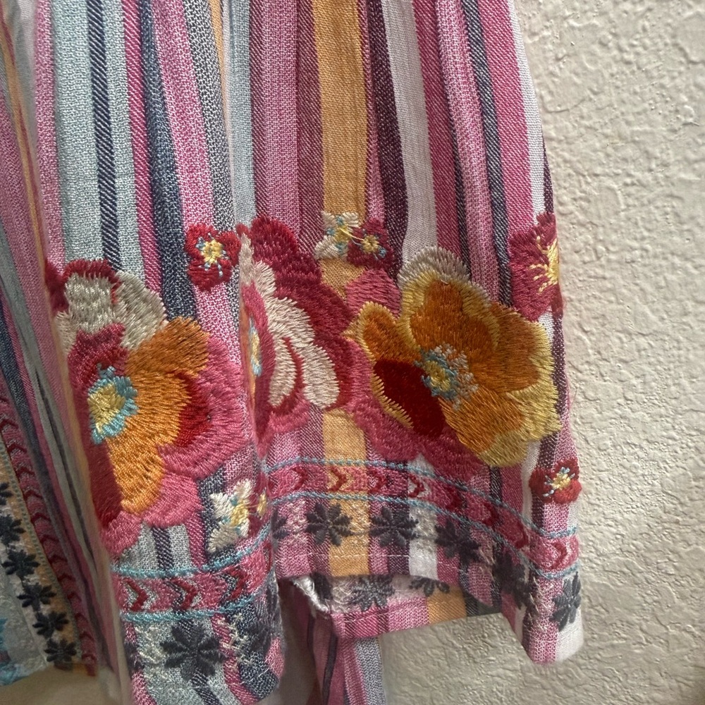 Floral Embroidered Striped (Savannah Jane Dup) Women's Top - Picture 4 of 12